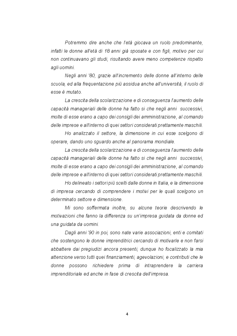 Anteprima della tesi: Le imprese femminili: crisi e processi di risanamento, Pagina 4