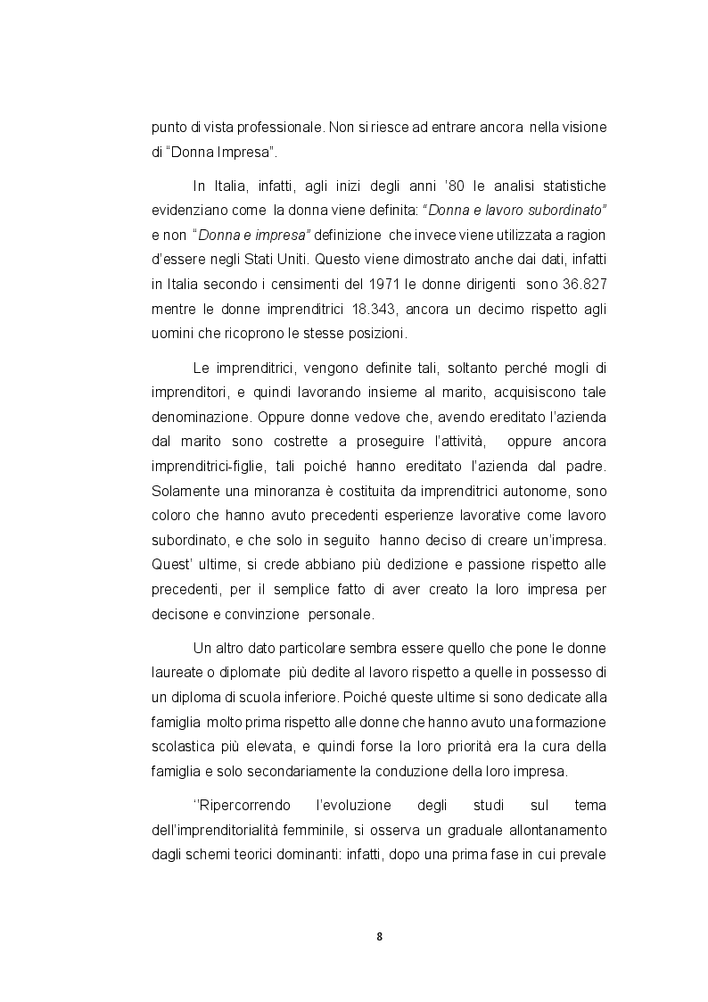 Anteprima della tesi: Le imprese femminili: crisi e processi di risanamento, Pagina 8