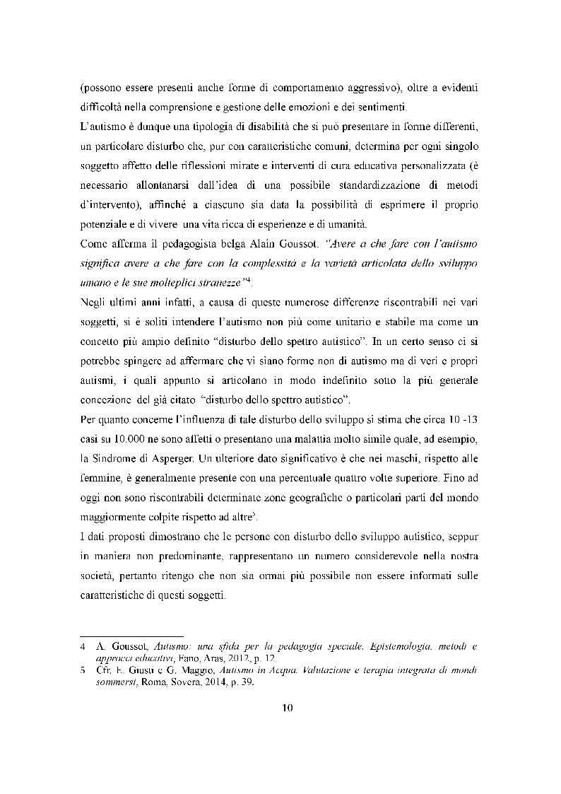 Anteprima della tesi: Autismo e Educazione. La Terapia Multisistemica in Acqua come prassi migliorativa., Pagina 5