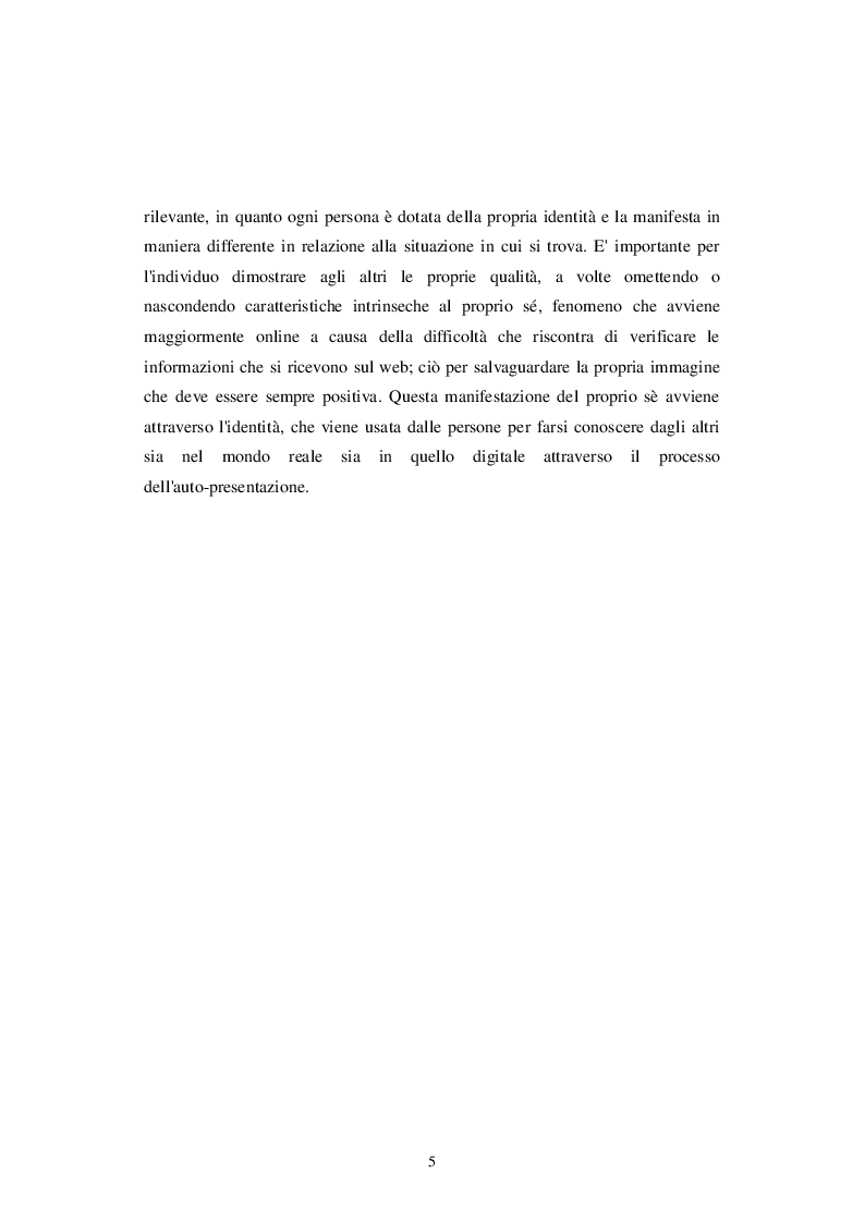 Anteprima della tesi: Identità personale e virtuale: due facce della stessa medaglia, Pagina 3