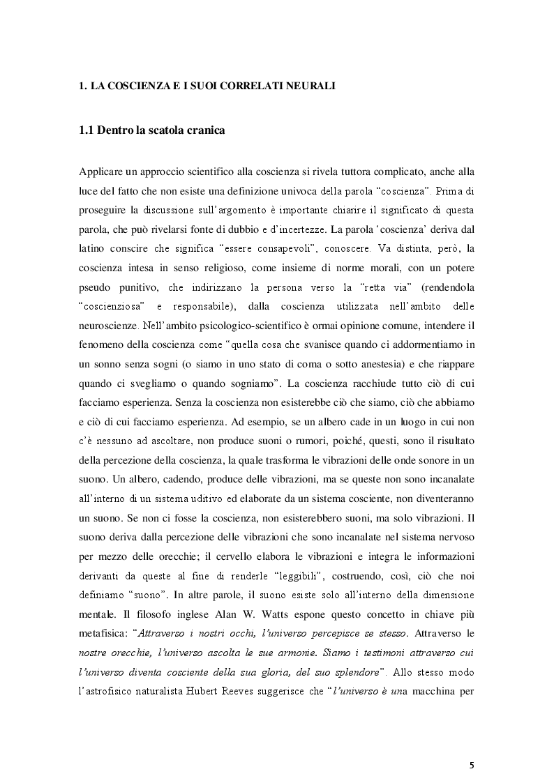 Anteprima della tesi: La coscienza nella Teoria dell'Informazione Integrata: una prospettiva relativistica, Pagina 5