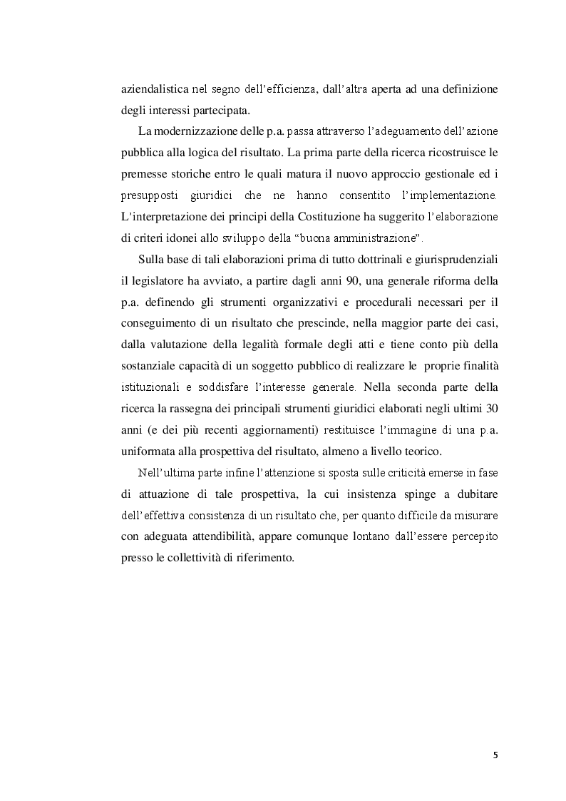 Anteprima della tesi: Amministrazione di risultato: prospettive e profili attuativi, Pagina 3