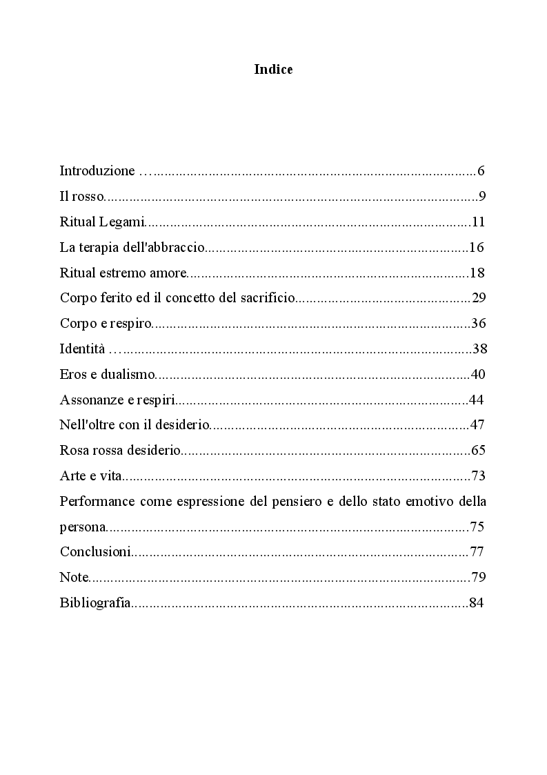 Indice della tesi: Le identità nell'azione performativa, Pagina 1