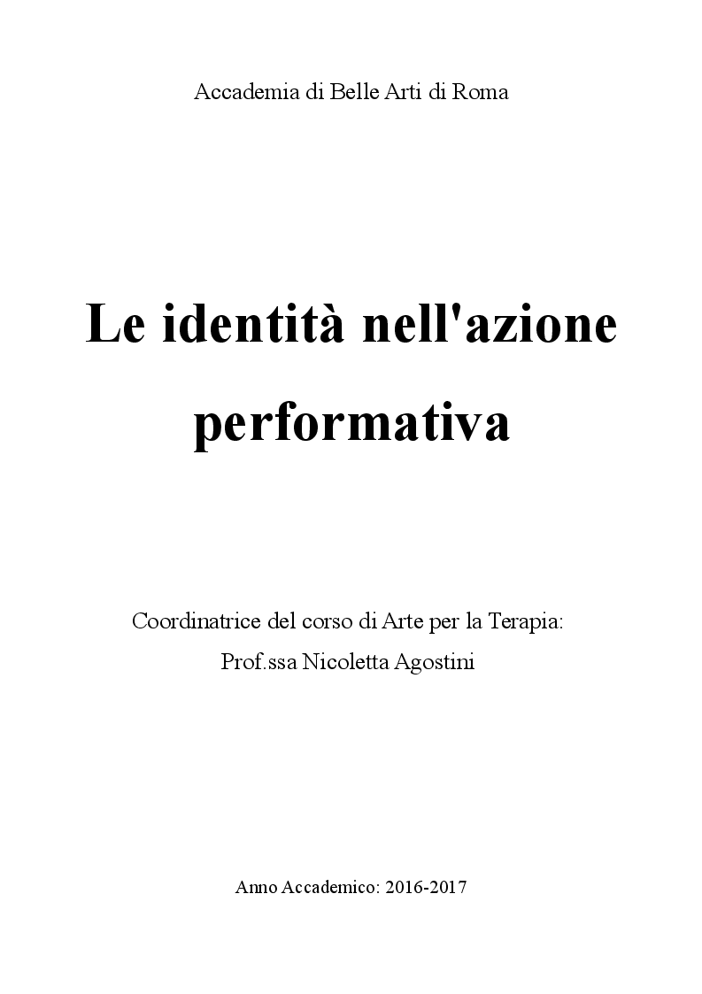 Anteprima della tesi: Le identità nell'azione performativa, Pagina 1