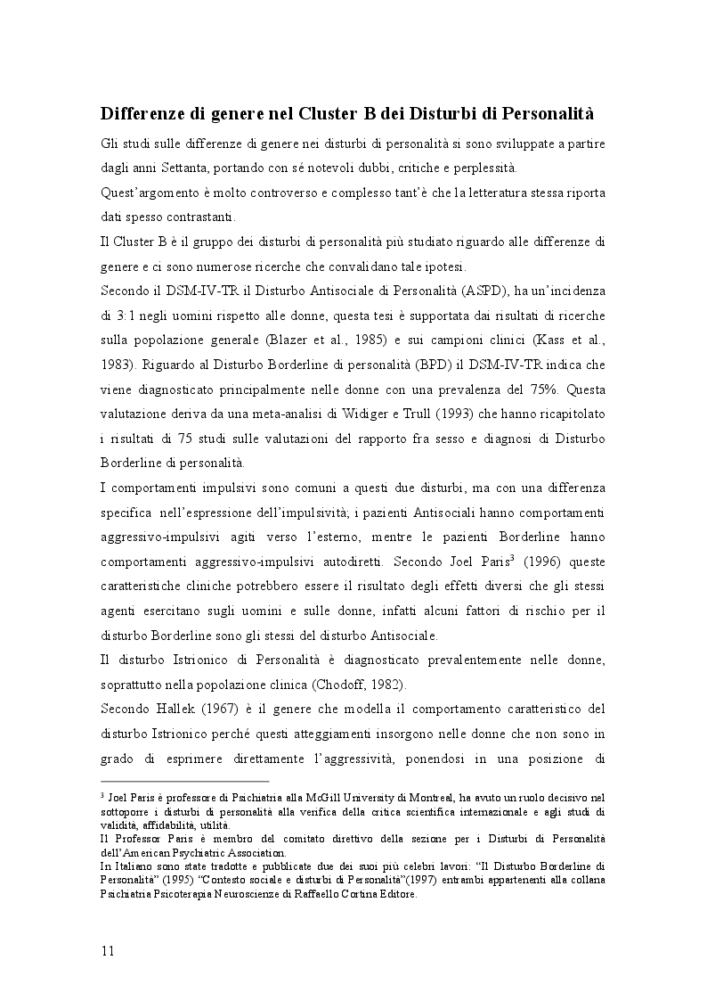 Anteprima della tesi: Genere e disturbi di personalità, Pagina 3