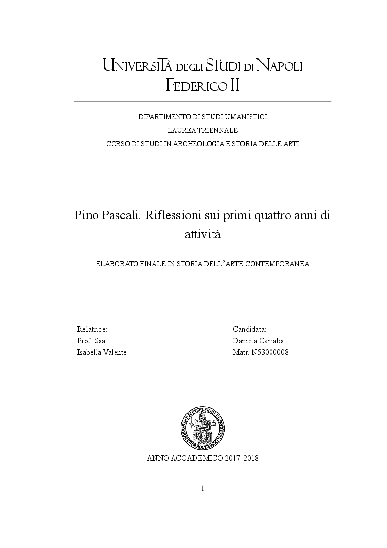 Anteprima della tesi: Pino Pascali. Riflessioni sui quattro anni di attività (1964 - 1968), Pagina 1