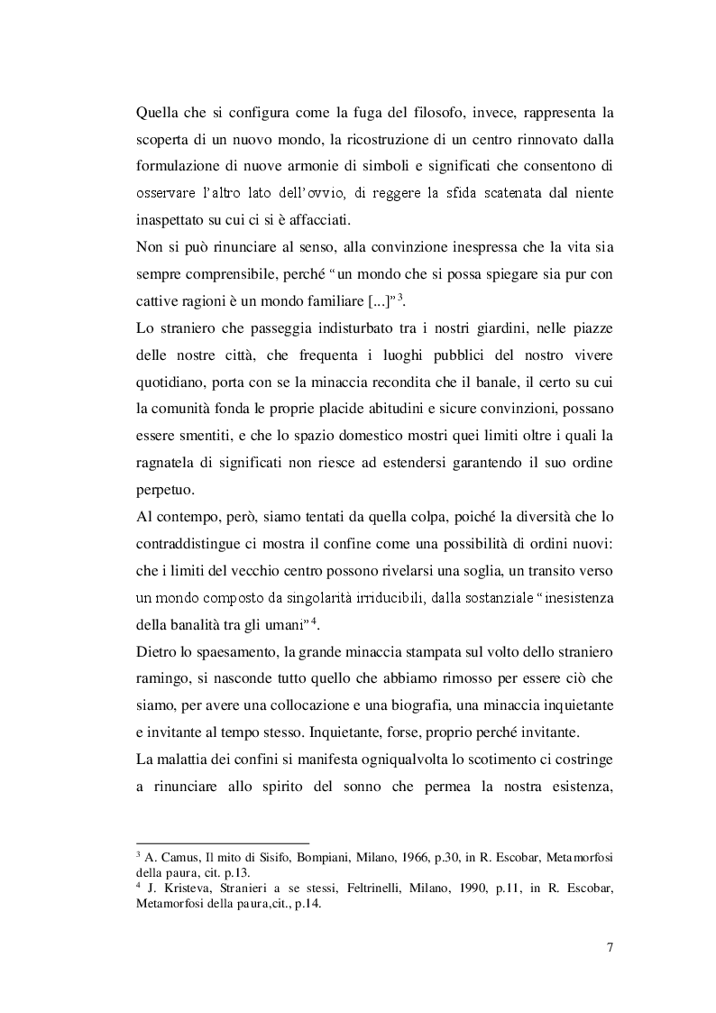 Anteprima della tesi: Paura dello straniero e simbolica dello spazio, Pagina 5