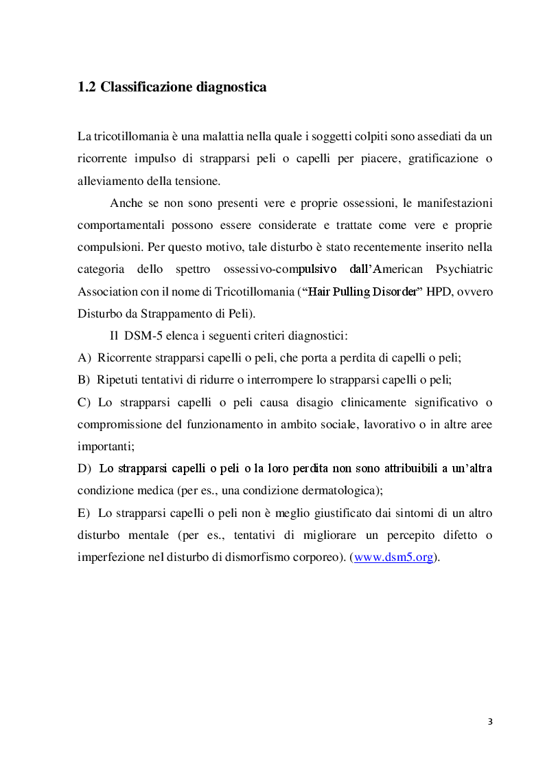 Anteprima della tesi: La tricotillomania e uno strumento per la sua misura, il Milwaukee Inventory for styles of Trichotillomania-adult version (MIST-A): uno studio preliminare per la validazione della versione italiana, Pagina 3