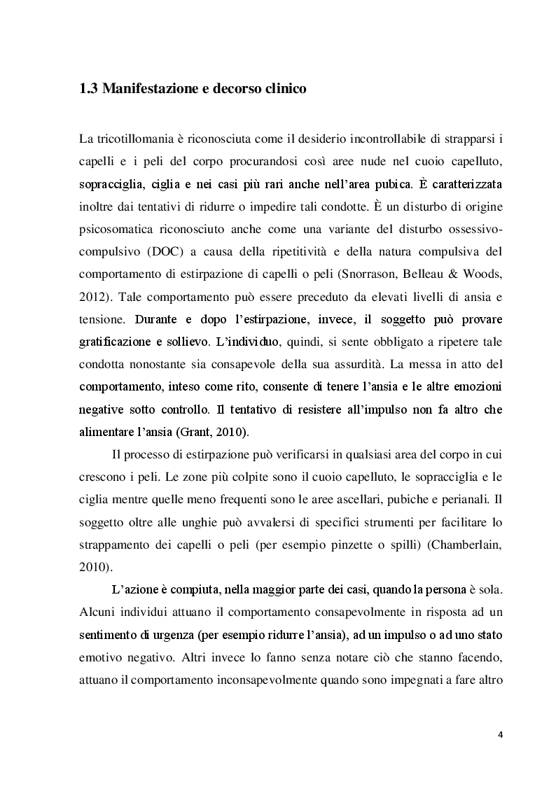 Anteprima della tesi: La tricotillomania e uno strumento per la sua misura, il Milwaukee Inventory for styles of Trichotillomania-adult version (MIST-A): uno studio preliminare per la validazione della versione italiana, Pagina 4