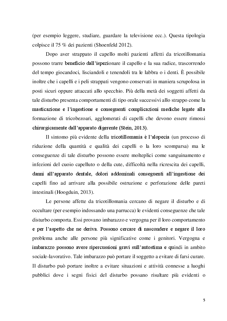 Anteprima della tesi: La tricotillomania e uno strumento per la sua misura, il Milwaukee Inventory for styles of Trichotillomania-adult version (MIST-A): uno studio preliminare per la validazione della versione italiana, Pagina 5