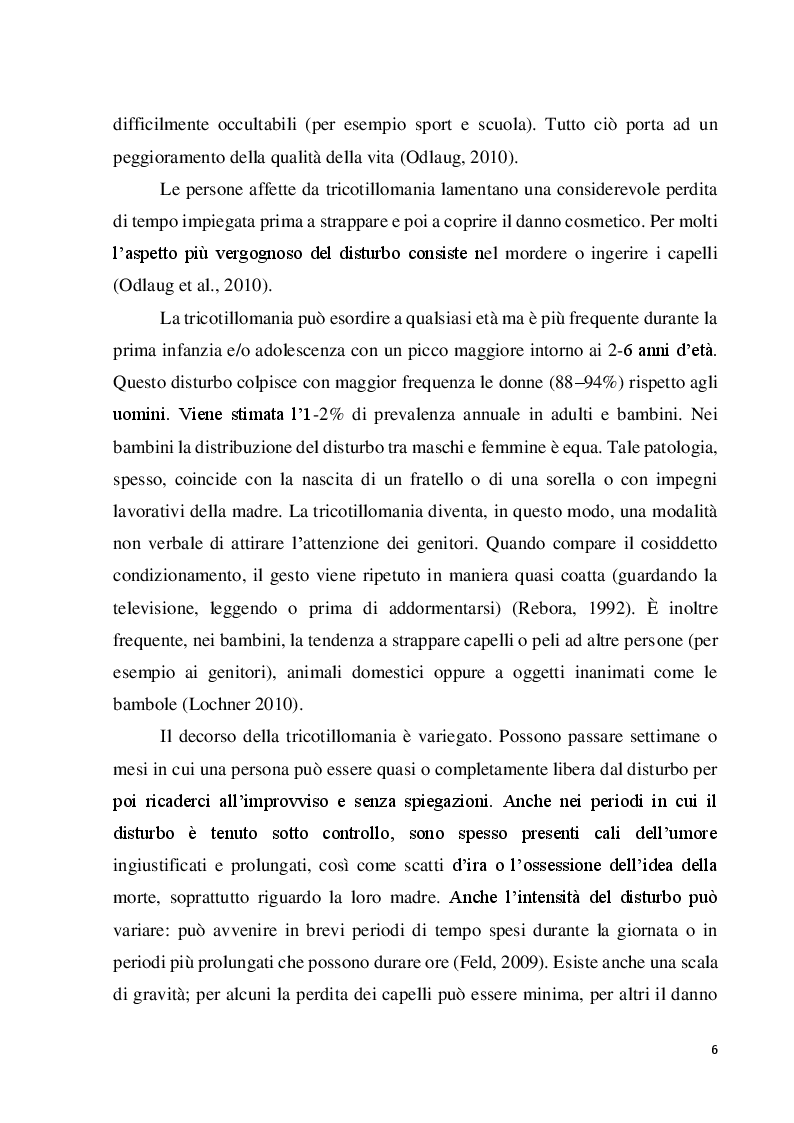 Anteprima della tesi: La tricotillomania e uno strumento per la sua misura, il Milwaukee Inventory for styles of Trichotillomania-adult version (MIST-A): uno studio preliminare per la validazione della versione italiana, Pagina 6