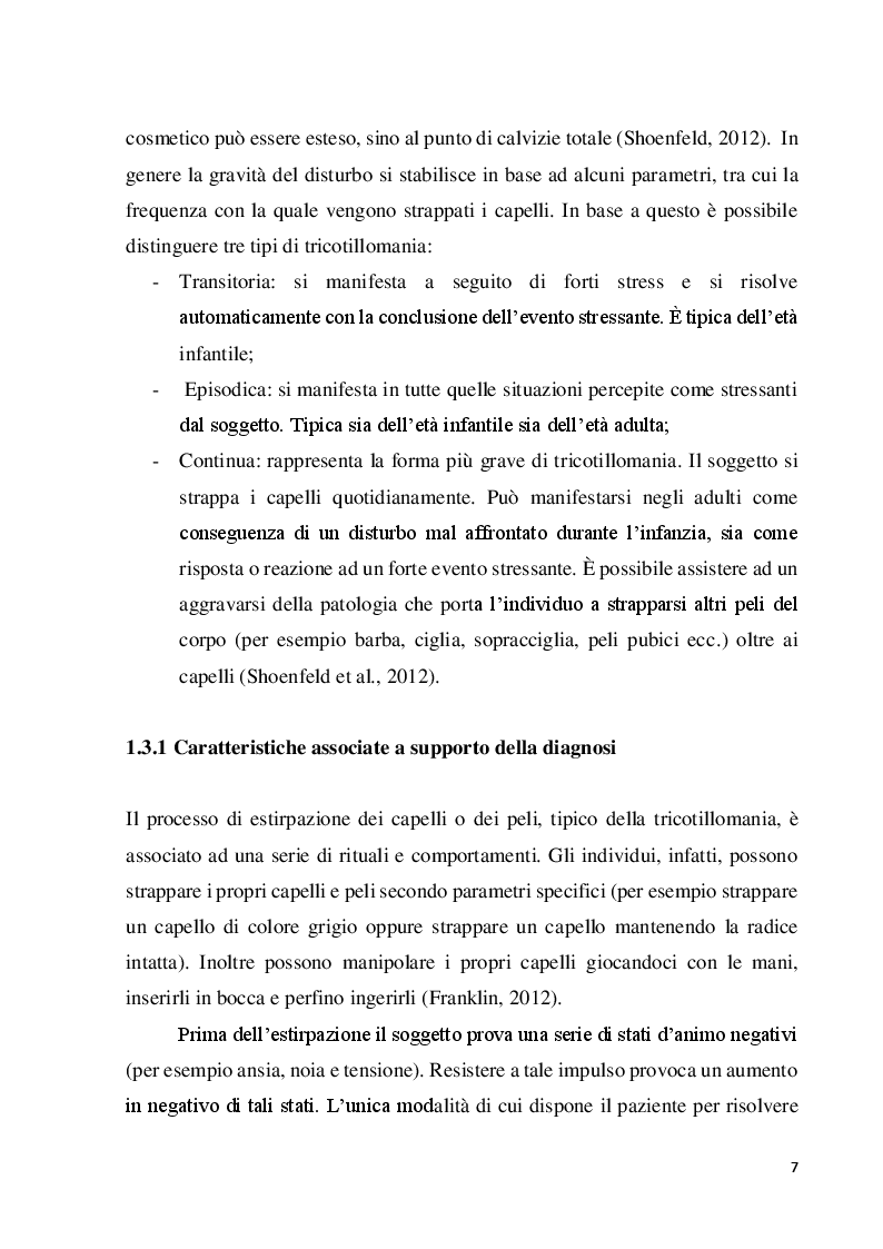Anteprima della tesi: La tricotillomania e uno strumento per la sua misura, il Milwaukee Inventory for styles of Trichotillomania-adult version (MIST-A): uno studio preliminare per la validazione della versione italiana, Pagina 7