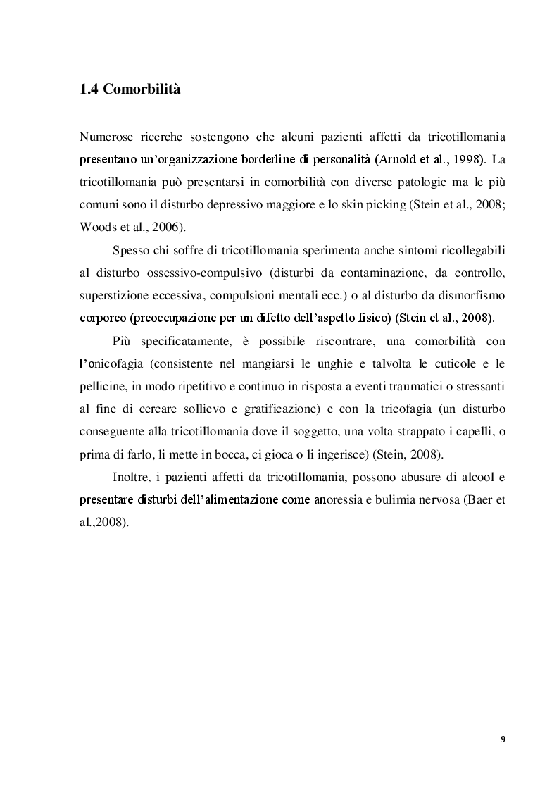 Anteprima della tesi: La tricotillomania e uno strumento per la sua misura, il Milwaukee Inventory for styles of Trichotillomania-adult version (MIST-A): uno studio preliminare per la validazione della versione italiana, Pagina 9