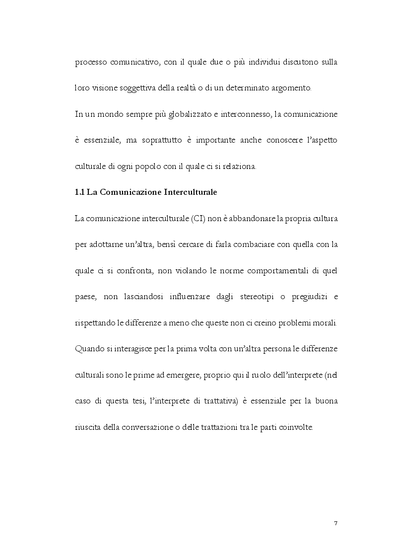 Anteprima della tesi: La Comunicazione Interculturale: le difficoltà dell’interprete di trattativa tra prossemica e cinesica, Pagina 8