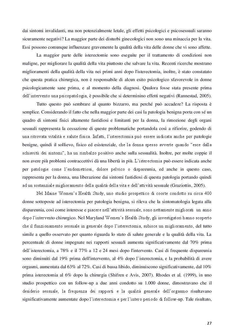 Anteprima della tesi: Isterectomia, ovariectomia e mastectomia: conseguenze psicologiche, sessuali, sociali e strategie d'intervento, Pagina 3