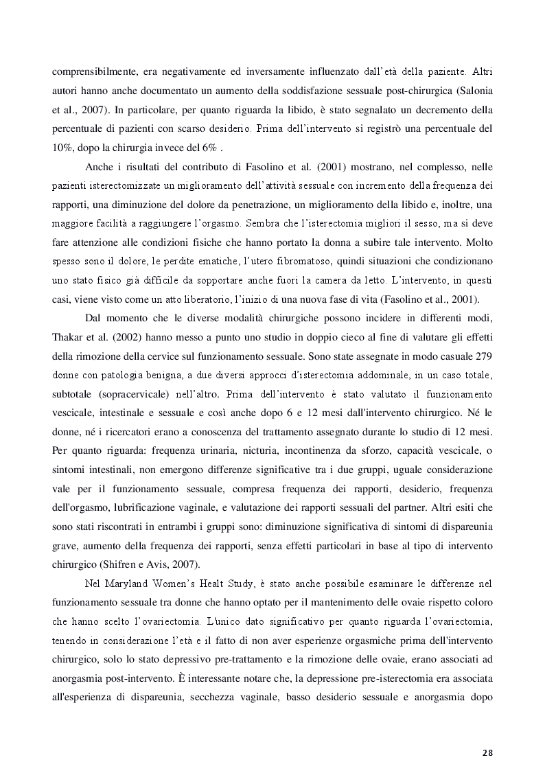 Anteprima della tesi: Isterectomia, ovariectomia e mastectomia: conseguenze psicologiche, sessuali, sociali e strategie d'intervento, Pagina 4