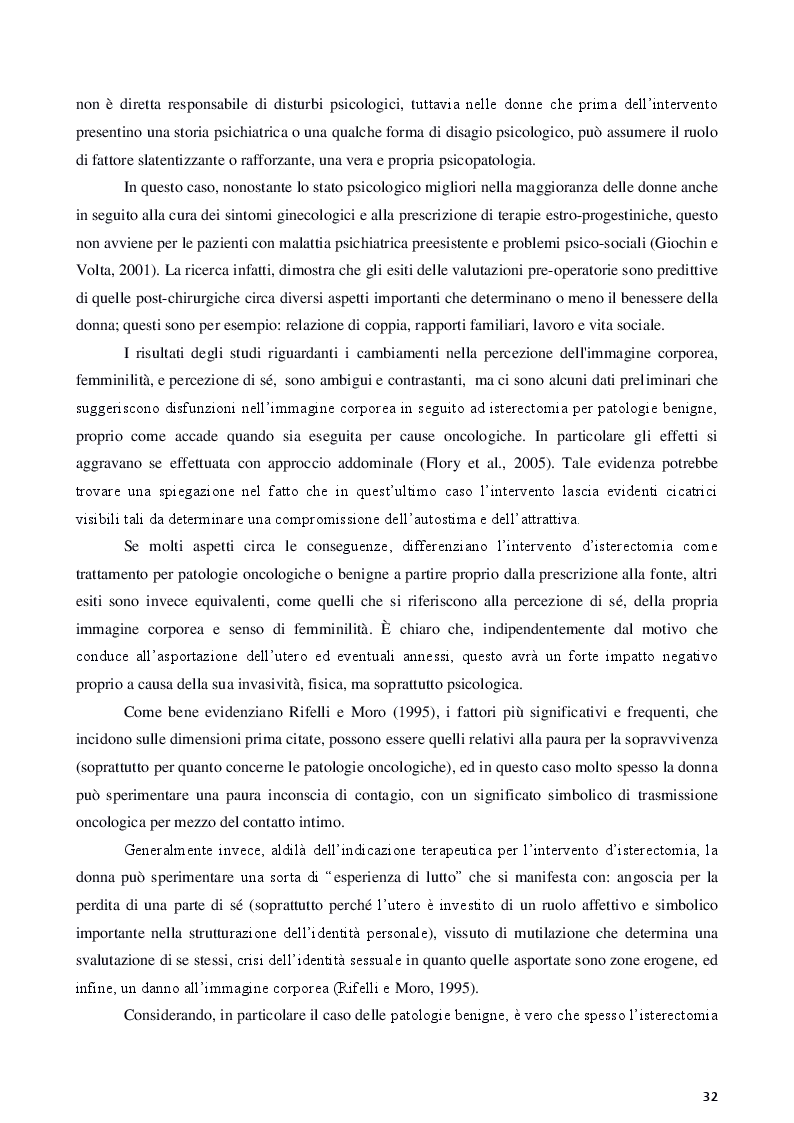 Anteprima della tesi: Isterectomia, ovariectomia e mastectomia: conseguenze psicologiche, sessuali, sociali e strategie d'intervento, Pagina 8