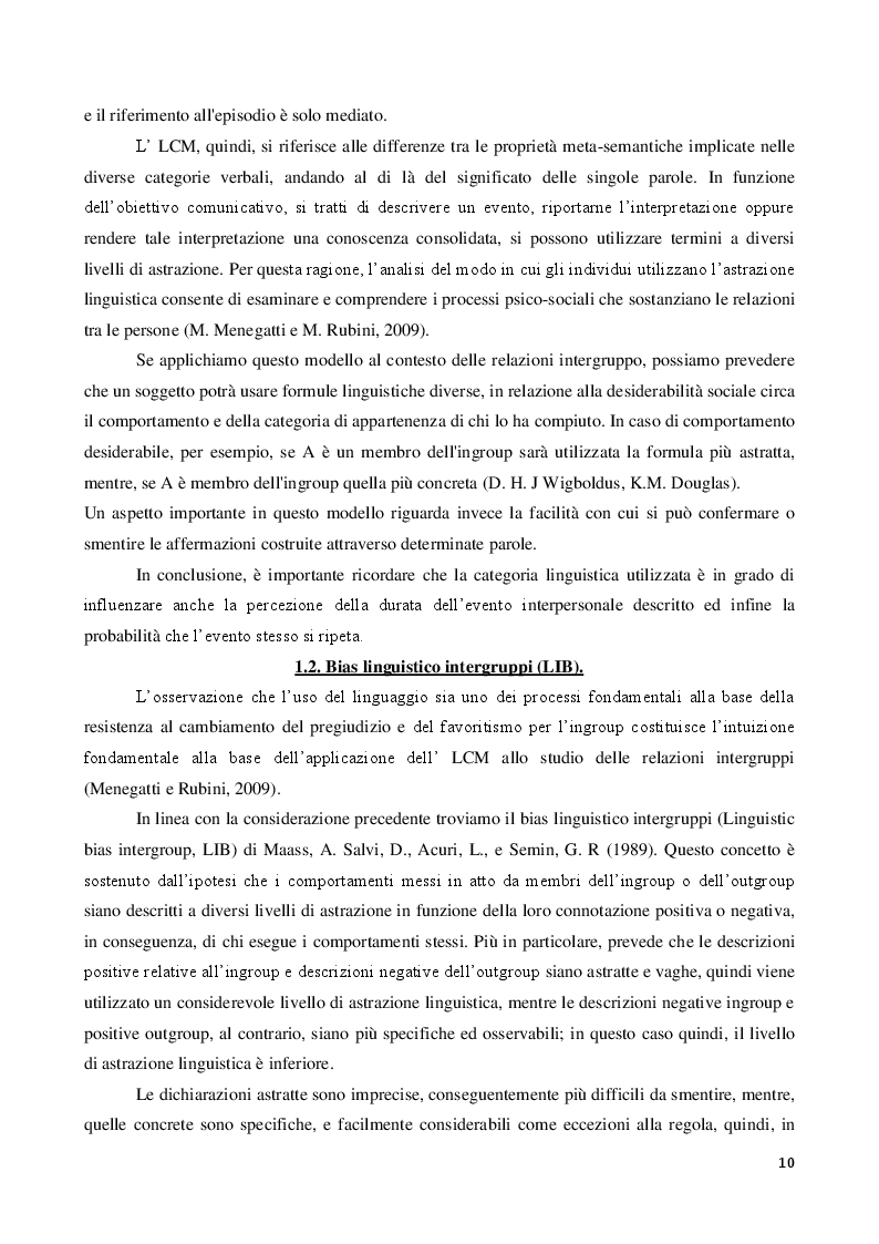 Estratto dalla tesi: La discriminazione linguistica nelle relazioni intergruppi