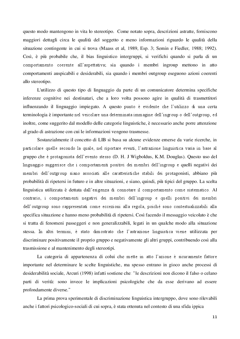 Anteprima della tesi: La discriminazione linguistica nelle relazioni intergruppi, Pagina 3