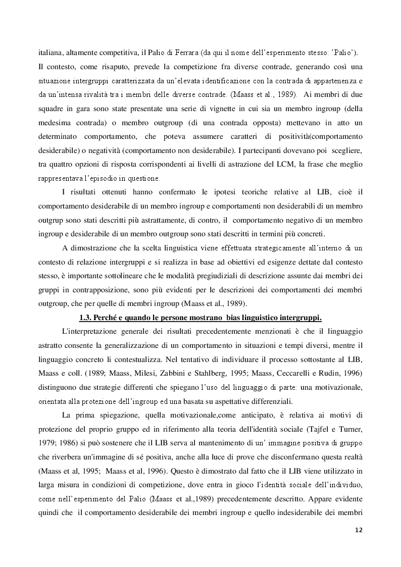 Anteprima della tesi: La discriminazione linguistica nelle relazioni intergruppi, Pagina 4