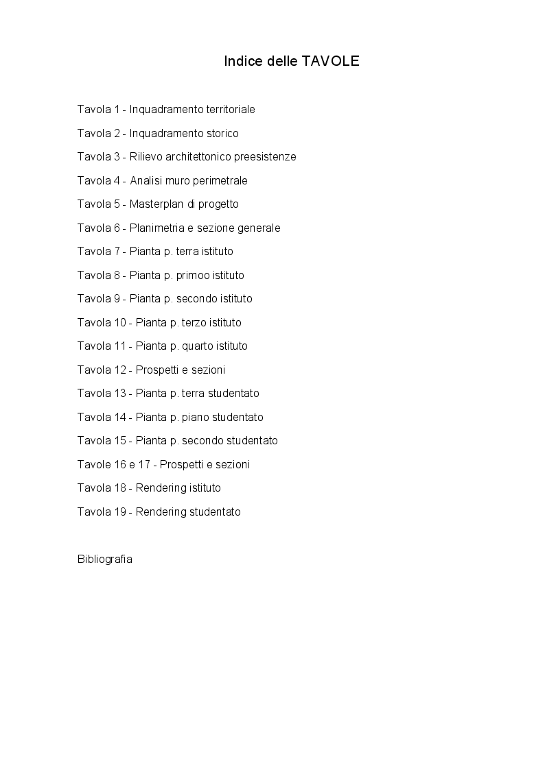 Indice della tesi: I.S.A.R.T. (Istituto Superiore di Arte e Restauro a Trastevere), rifunzionalizzazione del complesso carcerario "Regina Coeli", Pagina 1
