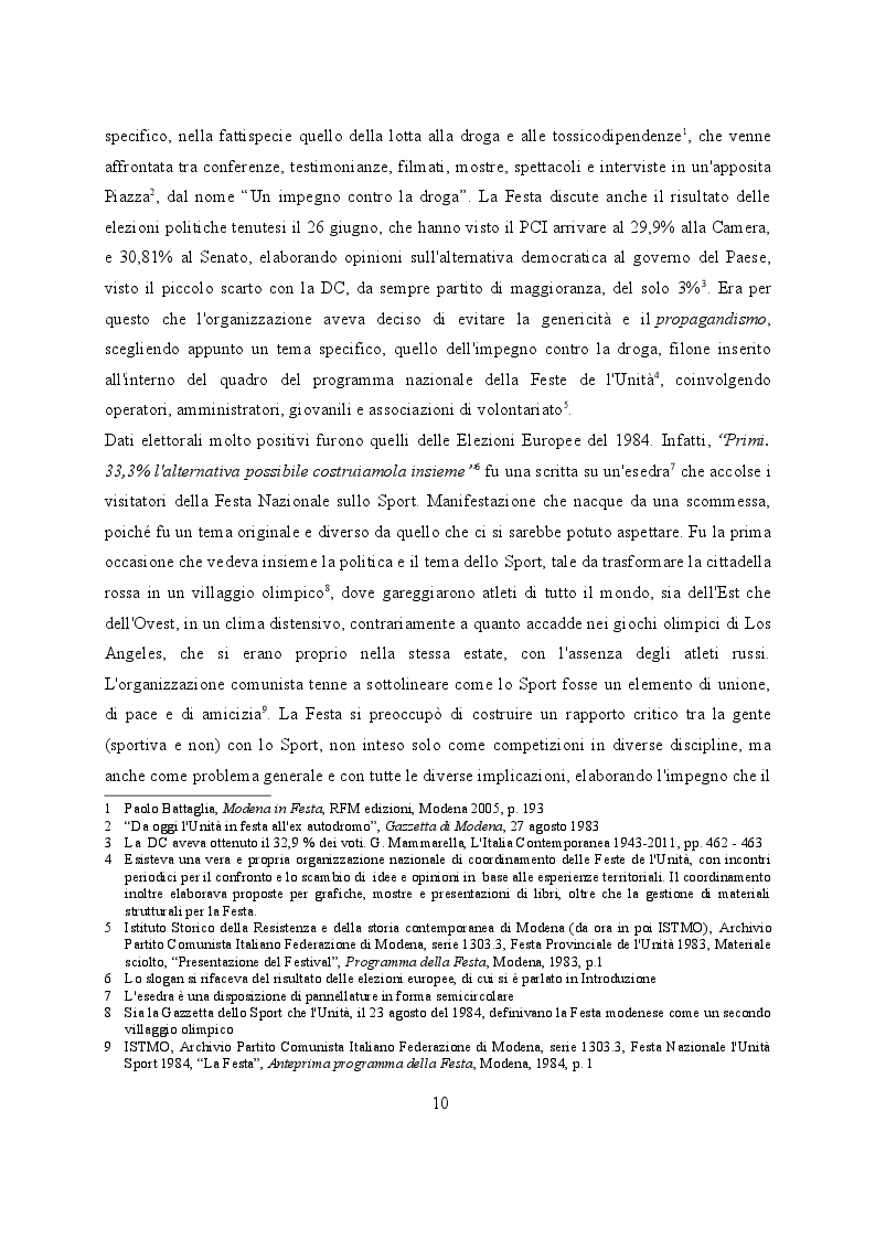 Estratto dalla tesi: Feste de l'Unità a Modena. Cambiamenti e tradizioni socio – politiche dal 1983 al 2007