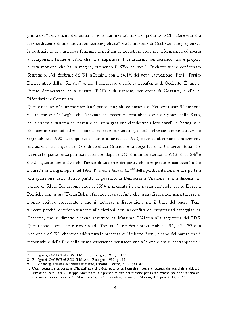 Anteprima della tesi: Feste de l'Unità a Modena. Cambiamenti e tradizioni socio – politiche dal 1983 al 2007, Pagina 4