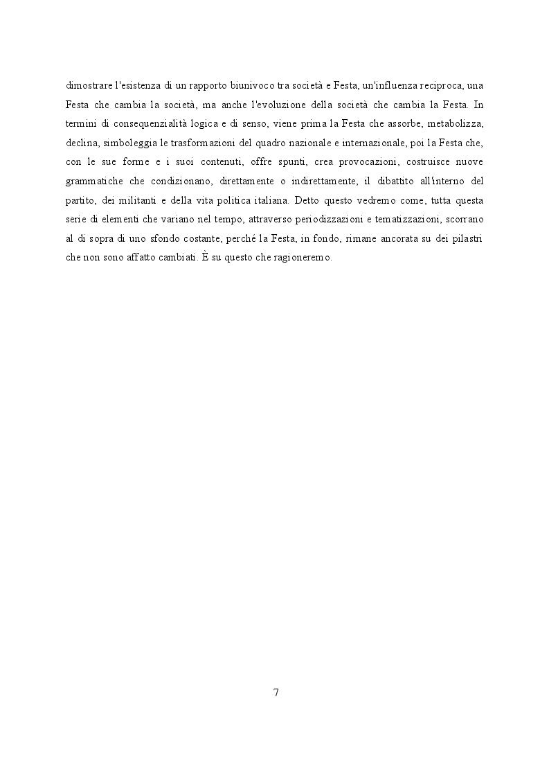 Anteprima della tesi: Feste de l'Unità a Modena. Cambiamenti e tradizioni socio – politiche dal 1983 al 2007, Pagina 8