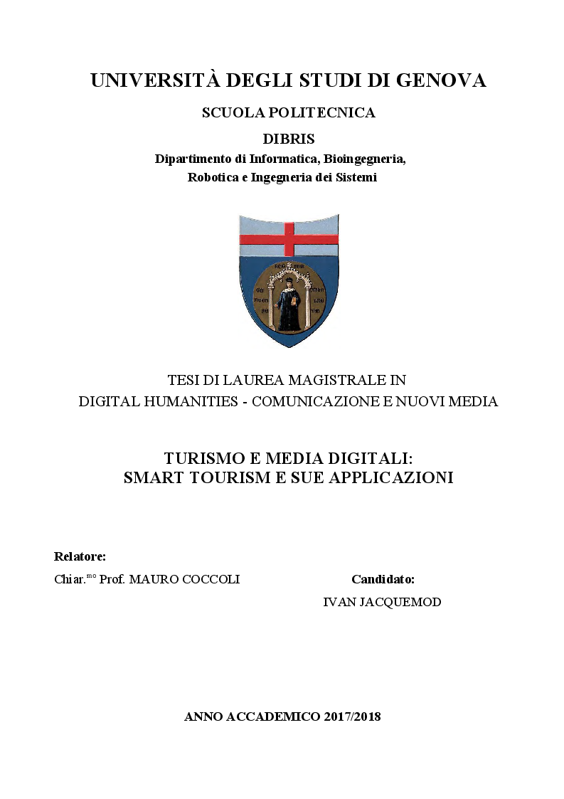 Anteprima della tesi: Turismo e media digitali: Smart tourism e sue applicazioni, Pagina 1