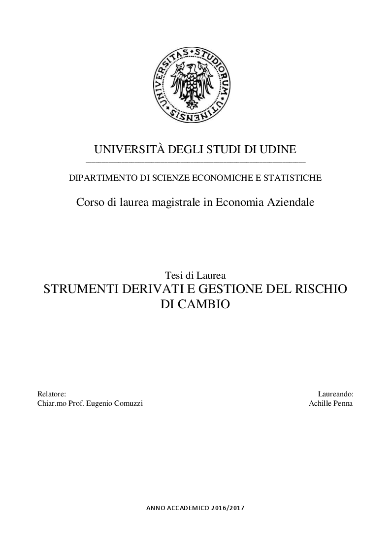 Anteprima della tesi: Strumenti derivati e gestione del rischio di cambio, Pagina 1