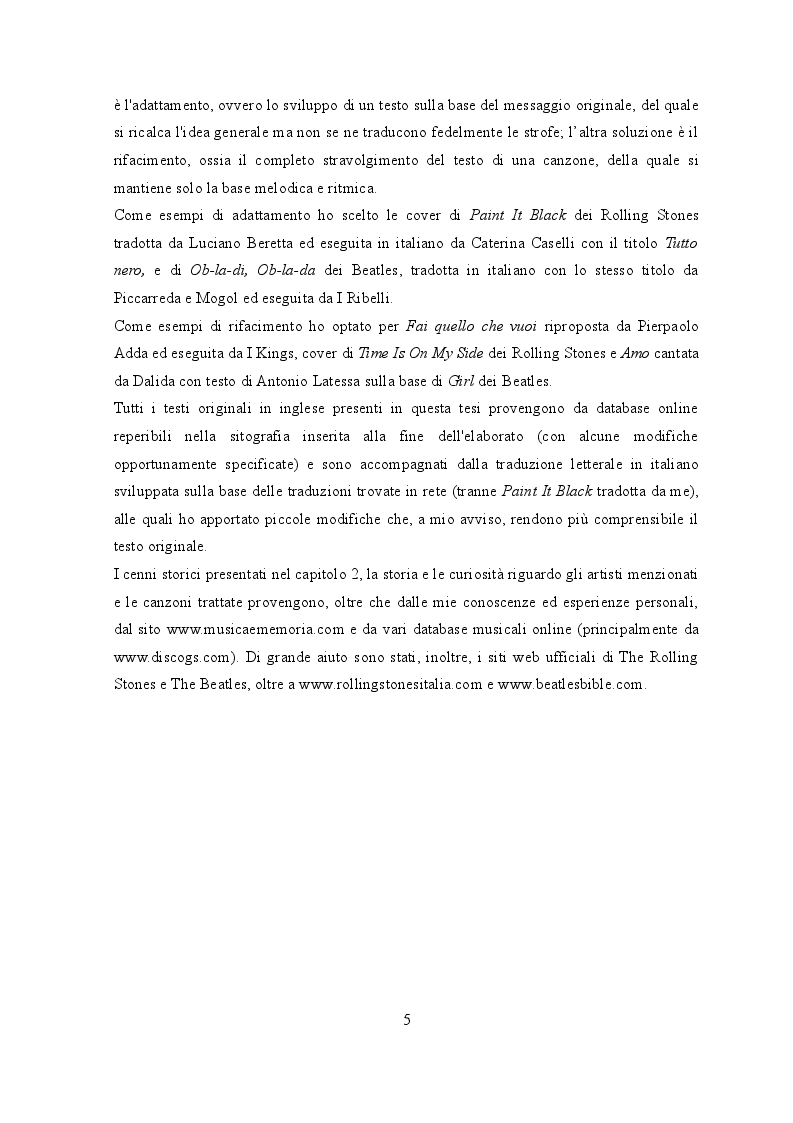 Anteprima della tesi: Traduzione e musica: il caso Rolling Stones e Beatles, Pagina 3