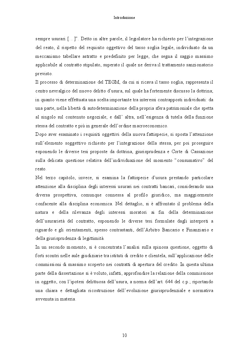 Anteprima della tesi: L'usura bancaria: la disciplina penalistica e i riflessi economici, Pagina 3