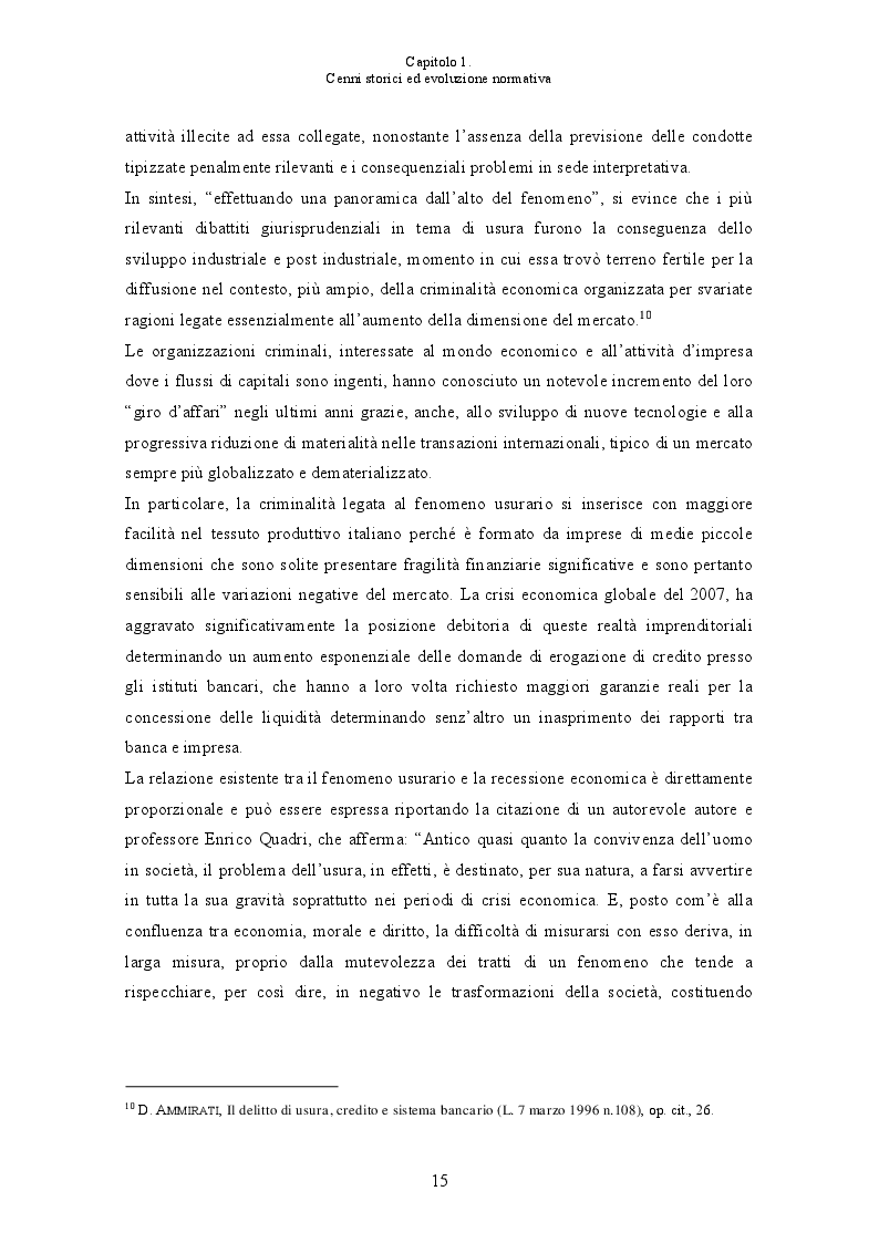 Anteprima della tesi: L'usura bancaria: la disciplina penalistica e i riflessi economici, Pagina 8