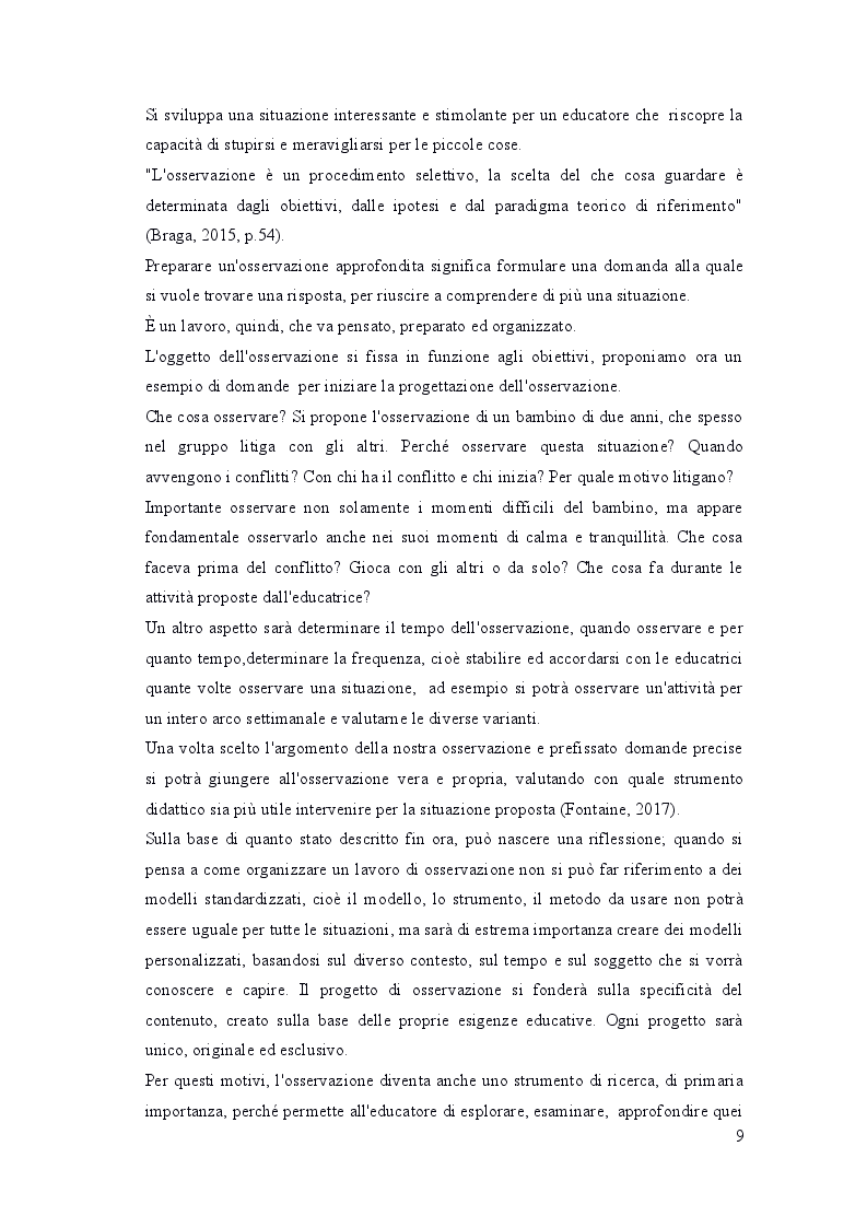 Estratto dalla tesi: Osservare per educare. Strumenti didattici per l'osservazione al nido