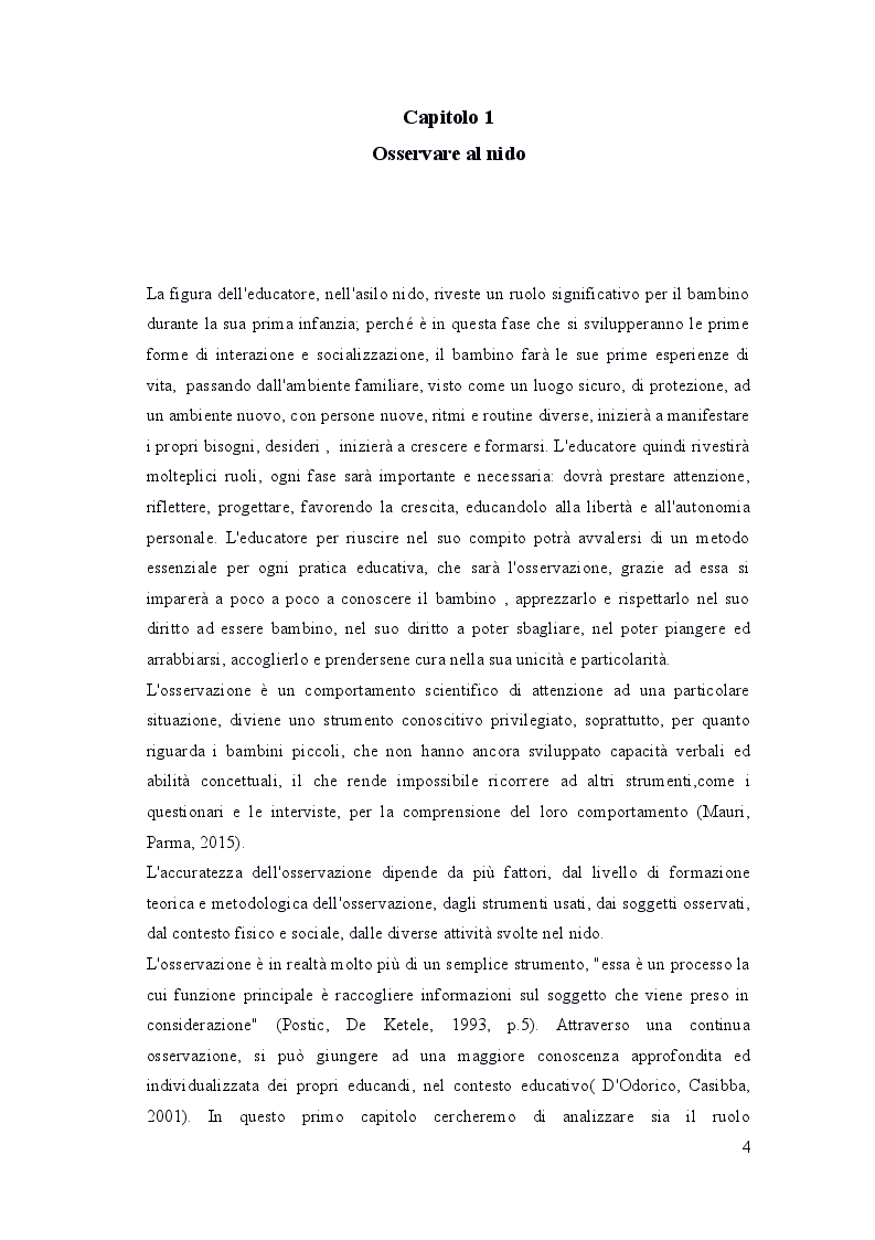 Anteprima della tesi: Osservare per educare. Strumenti didattici per l'osservazione al nido, Pagina 3