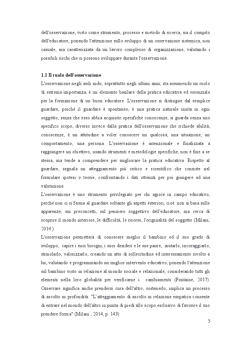 Anteprima della tesi: Osservare per educare. Strumenti didattici per l'osservazione al nido, Pagina 4