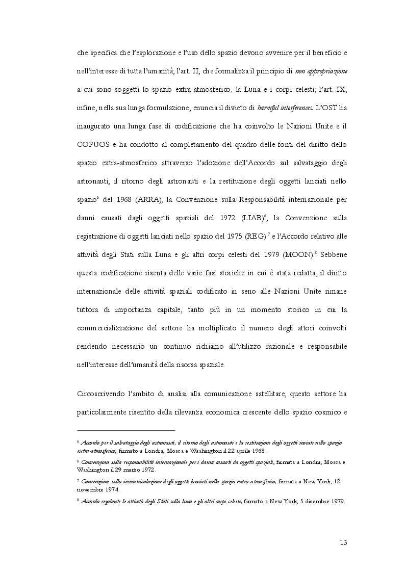 Anteprima della tesi: Radiocommunication satellite. La gestione delle frequenze contro il pericolo delle interferenze nocive nella normativa internazionale, europea e italiana, Pagina 4