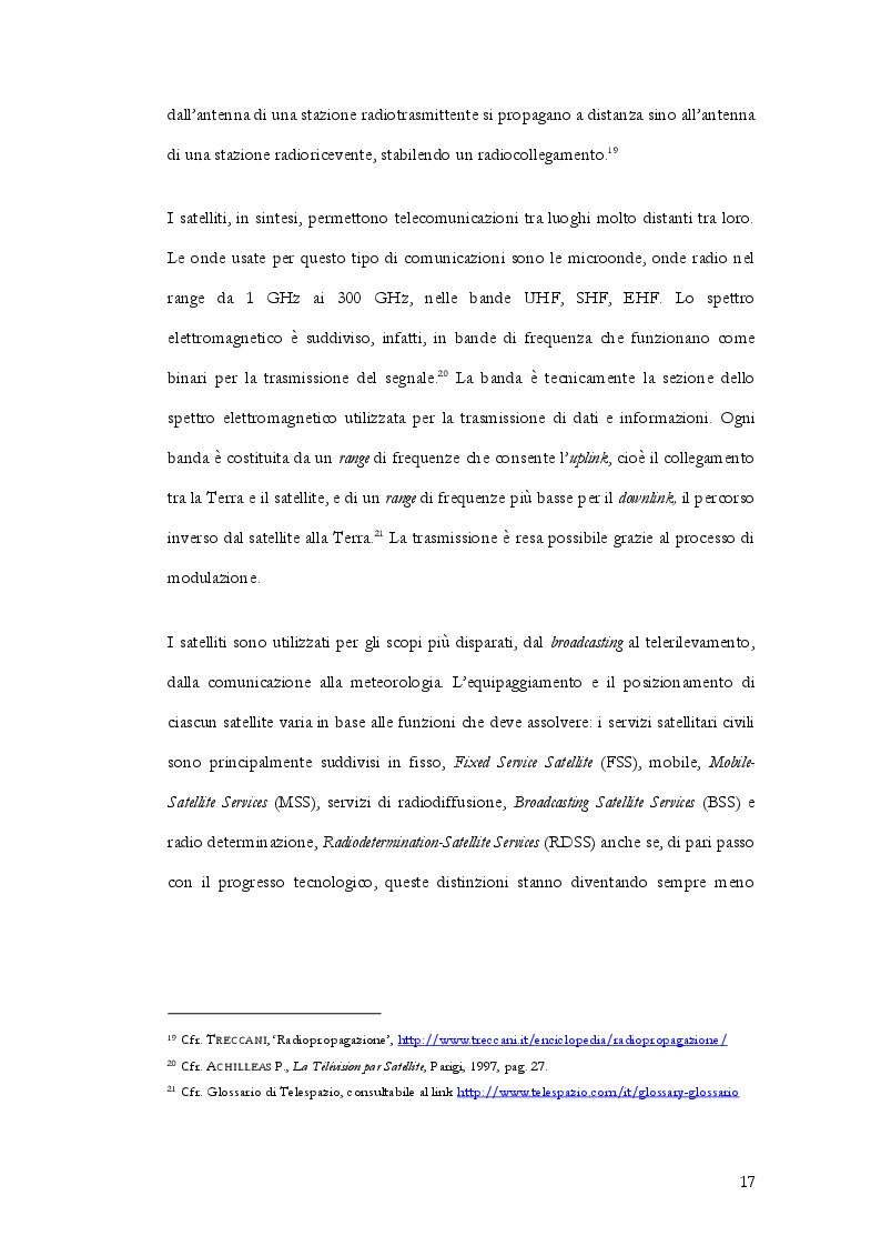 Anteprima della tesi: Radiocommunication satellite. La gestione delle frequenze contro il pericolo delle interferenze nocive nella normativa internazionale, europea e italiana, Pagina 8