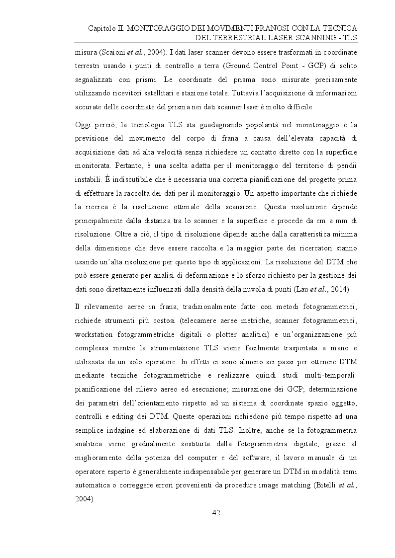 Anteprima della tesi: Analisi e monitoraggio di frane mediante misure laser scanner terrestre da lunga distanza, Pagina 4