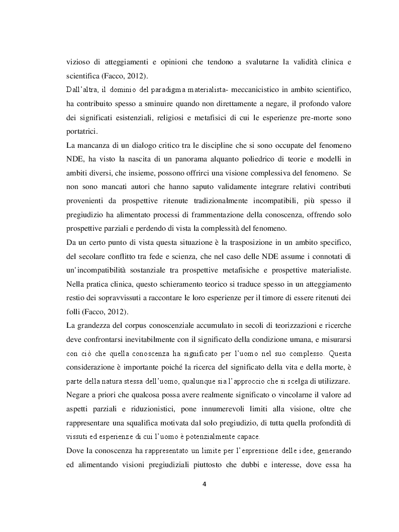 Anteprima della tesi: Il margine con la morte. Near-death experiences: prospettive a confronto, Pagina 5