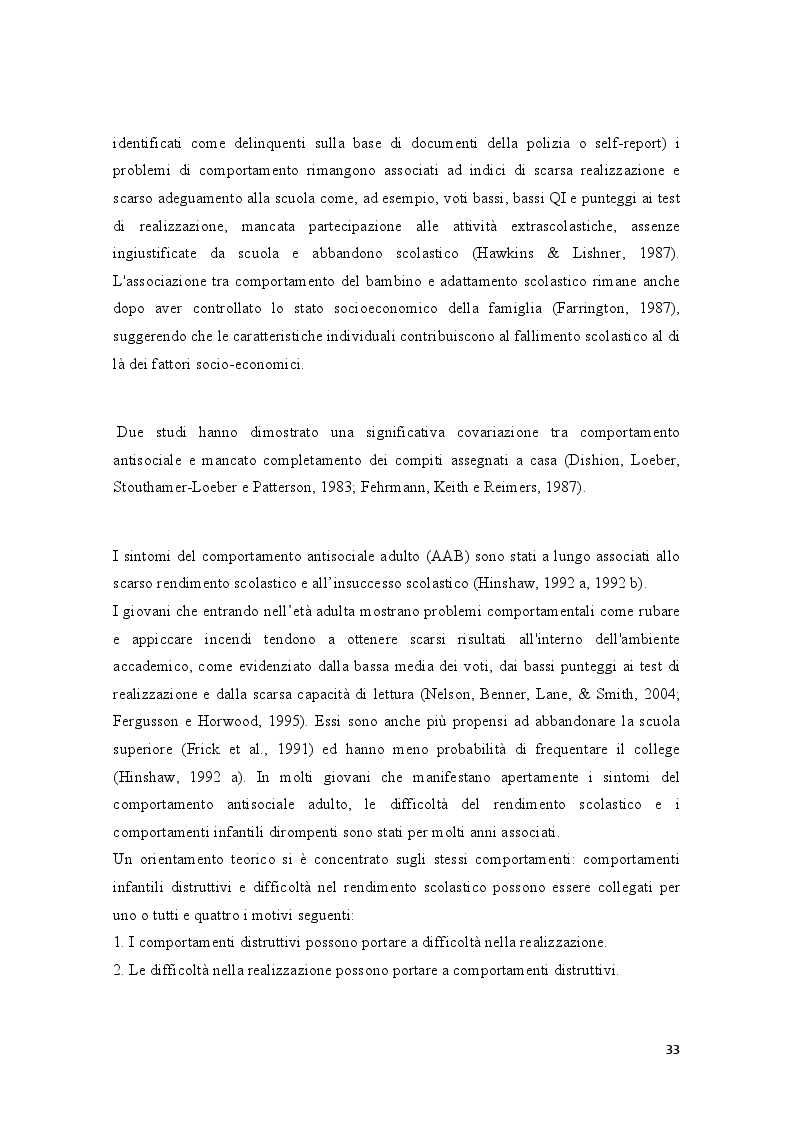 Anteprima della tesi: Condotte antisociali e rendimento scolastico: uno studio empirico in una popolazione di preadolescenti, Pagina 5