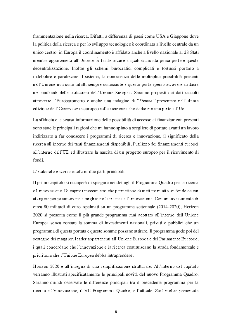 Anteprima della tesi: HORIZON 2020 – Il programma quadro per la ricerca e l'innovazione. La progettazione europea., Pagina 3