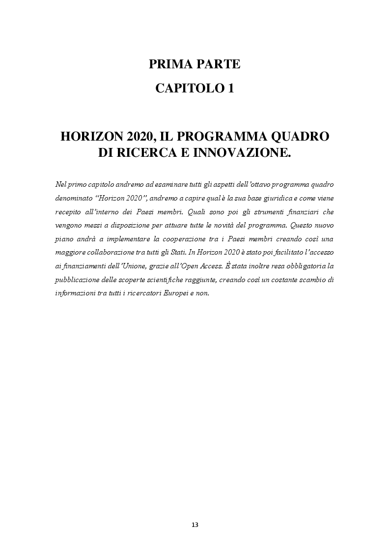 Anteprima della tesi: HORIZON 2020 – Il programma quadro per la ricerca e l'innovazione. La progettazione europea., Pagina 8
