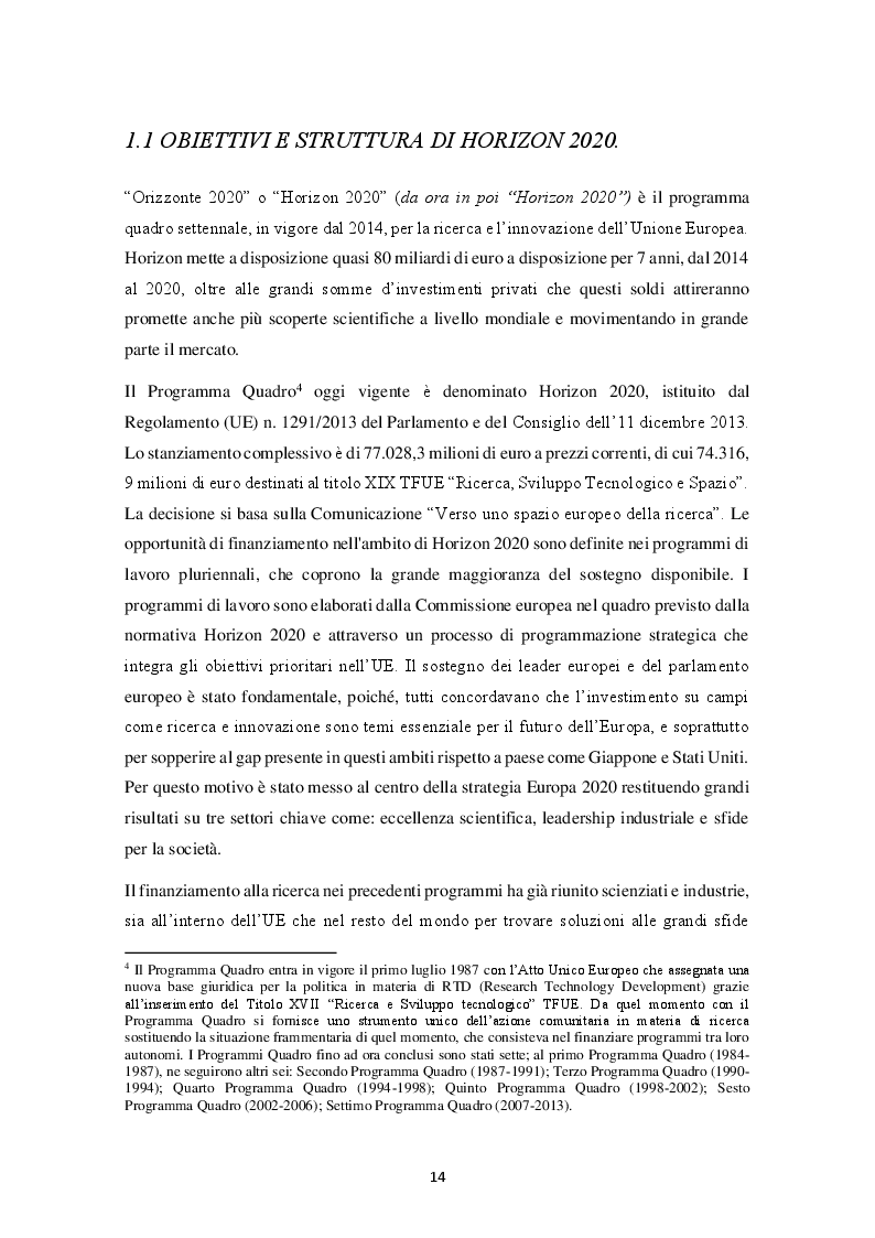 Anteprima della tesi: HORIZON 2020 – Il programma quadro per la ricerca e l'innovazione. La progettazione europea., Pagina 9