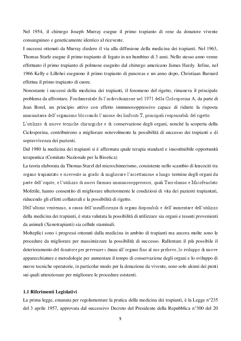 Anteprima della tesi: La donazione: ruolo dell’infermiere del coordinamento dal prelievo al trapianto d’organo, Pagina 3
