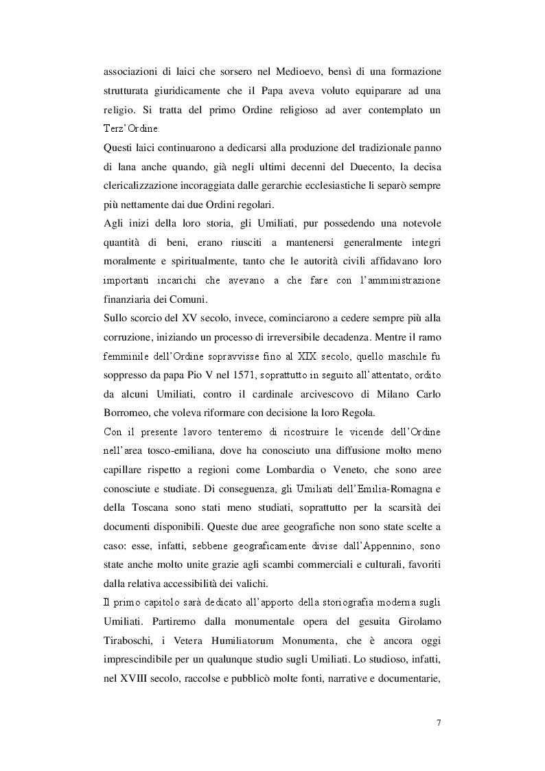 Anteprima della tesi: Gli Umiliati nell'area tosco-emiliana, Pagina 3