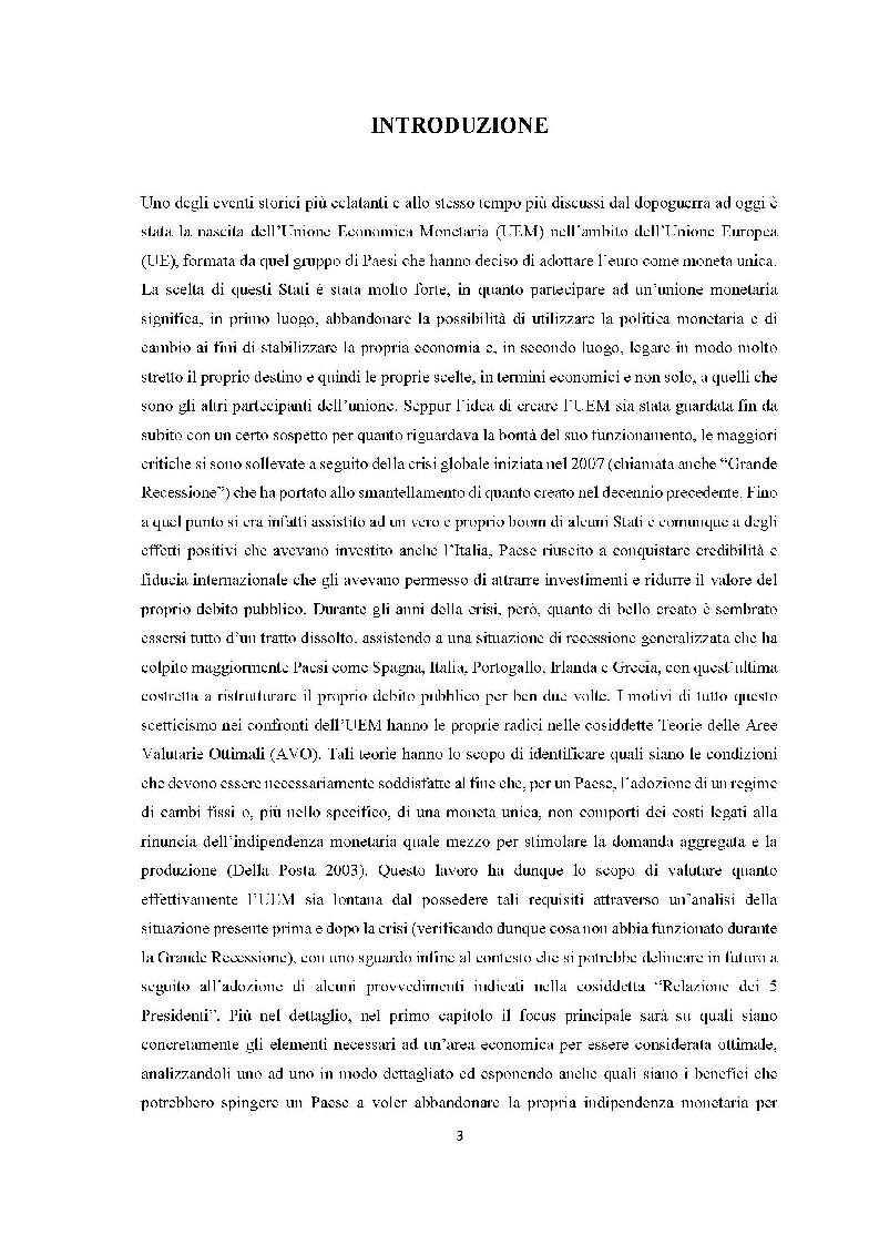 Anteprima della tesi: Quanto lontana è l'UEM dall'essere un'area valutaria ottimale?, Pagina 2