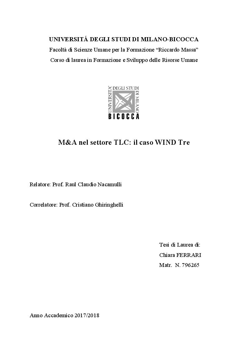 Anteprima della tesi: M&A nel settore TLC: il caso WIND Tre, Pagina 1