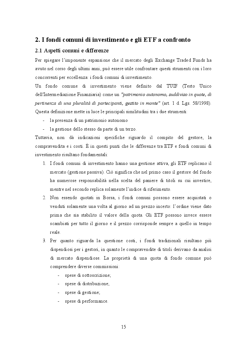 Estratto dalla tesi: Gli Exchange Traded Funds: Analisi di dati empirici e prospettive di crescita