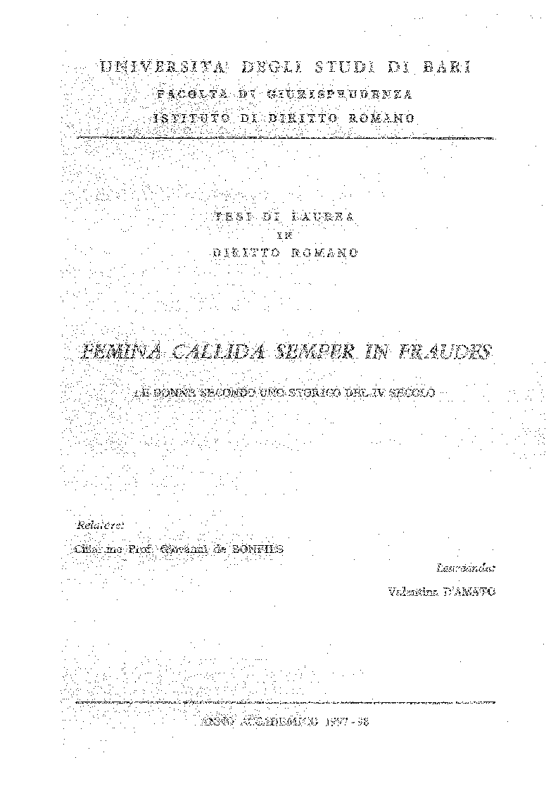 Anteprima della tesi: Femina callida semper in fraude - Le donne secondo uno storico del IV secolo, Pagina 1